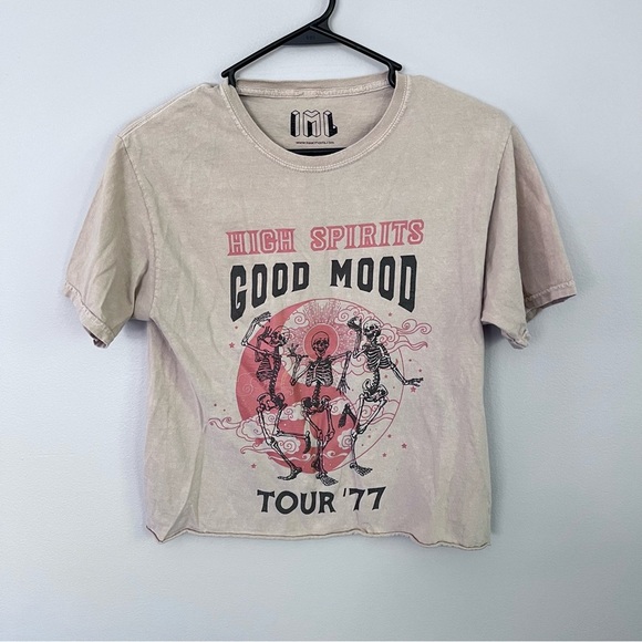 Isaac Morris Good Mood skeletons graphic cropped tee size Small - Picture 1 of 4
